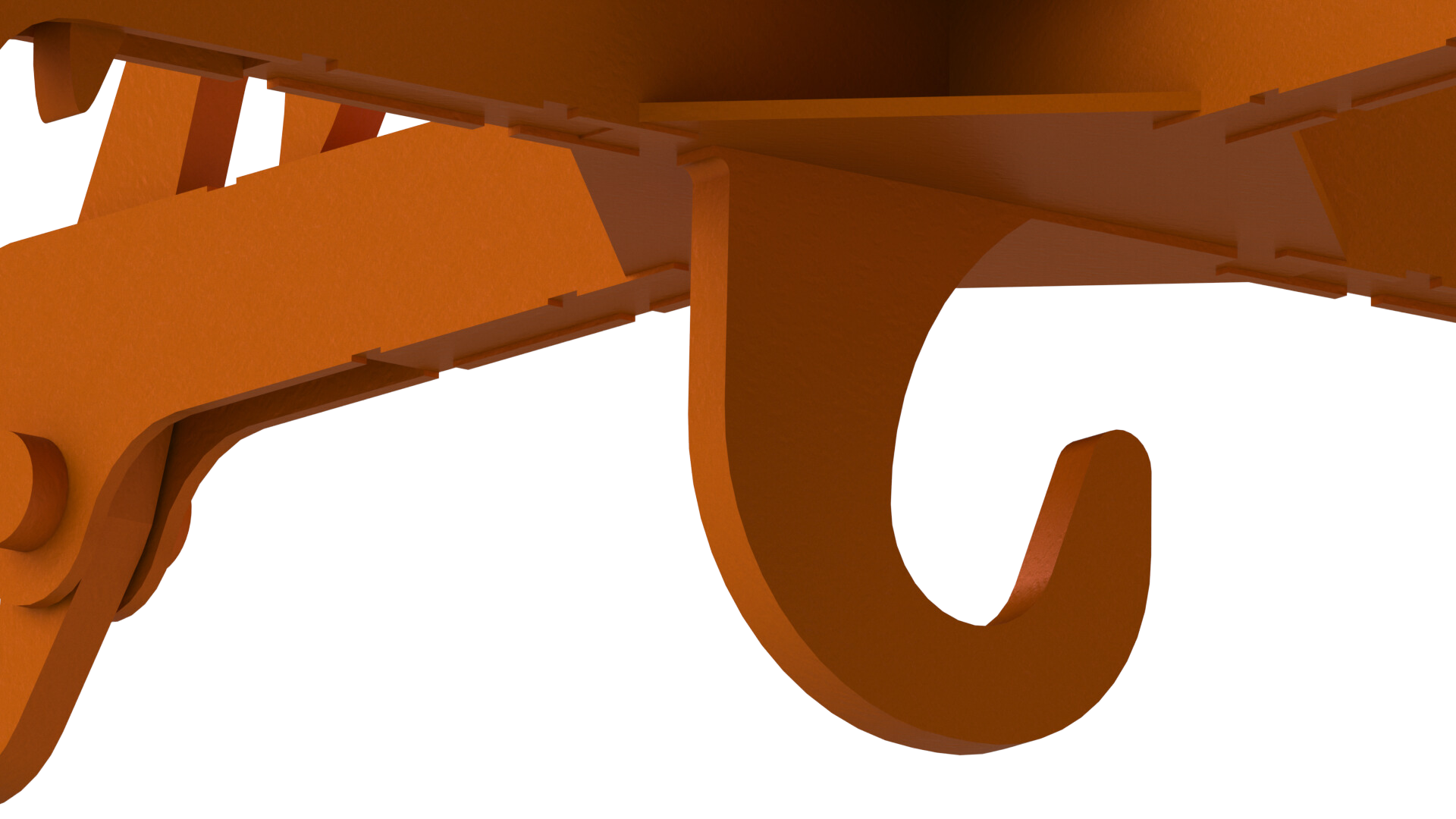 Detalhe do gancho inferior fixo do suporte para içamentos de outros itens além de Big Bag.